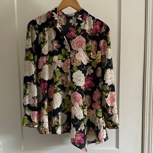 Cato Floral Blouse - Navy, Pink, Green